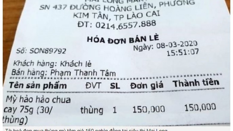 Phạt 20 triệu đồng siêu thị bán thùng mì tôm giá 150.000 đồng