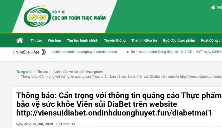 Viên sủi DiaBet, XOAN RICO, Bổ thận Kanka Katsuryokujin, Đường huyết hoàn Halifa, Oncolysin, UNVIS-PT vi phạm về quảng cáo, lừa dối người tiêu dùng