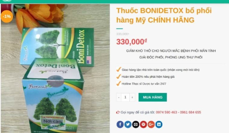 Vén màn chiêu thổi phồng công dụng sản phẩm BoniDetox là ‘thuốc chữa bệnh’, lừa dối người dùng?